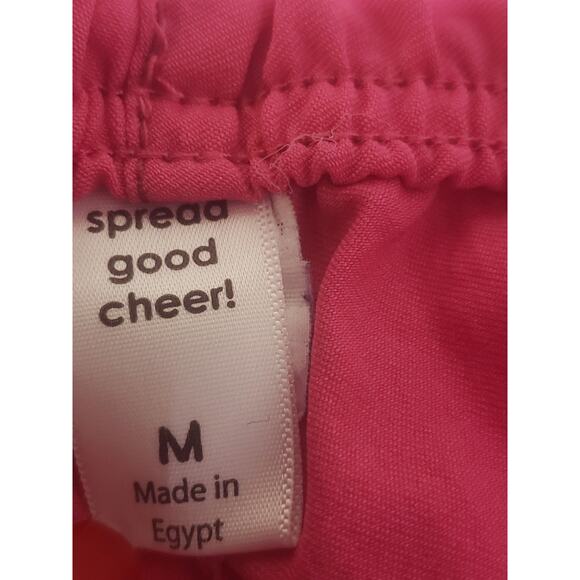 WonderWink Spread Good Cheer Stretch Sporty Cargo Scrub Pants - Strawberry Pink - Picture 4 of 5